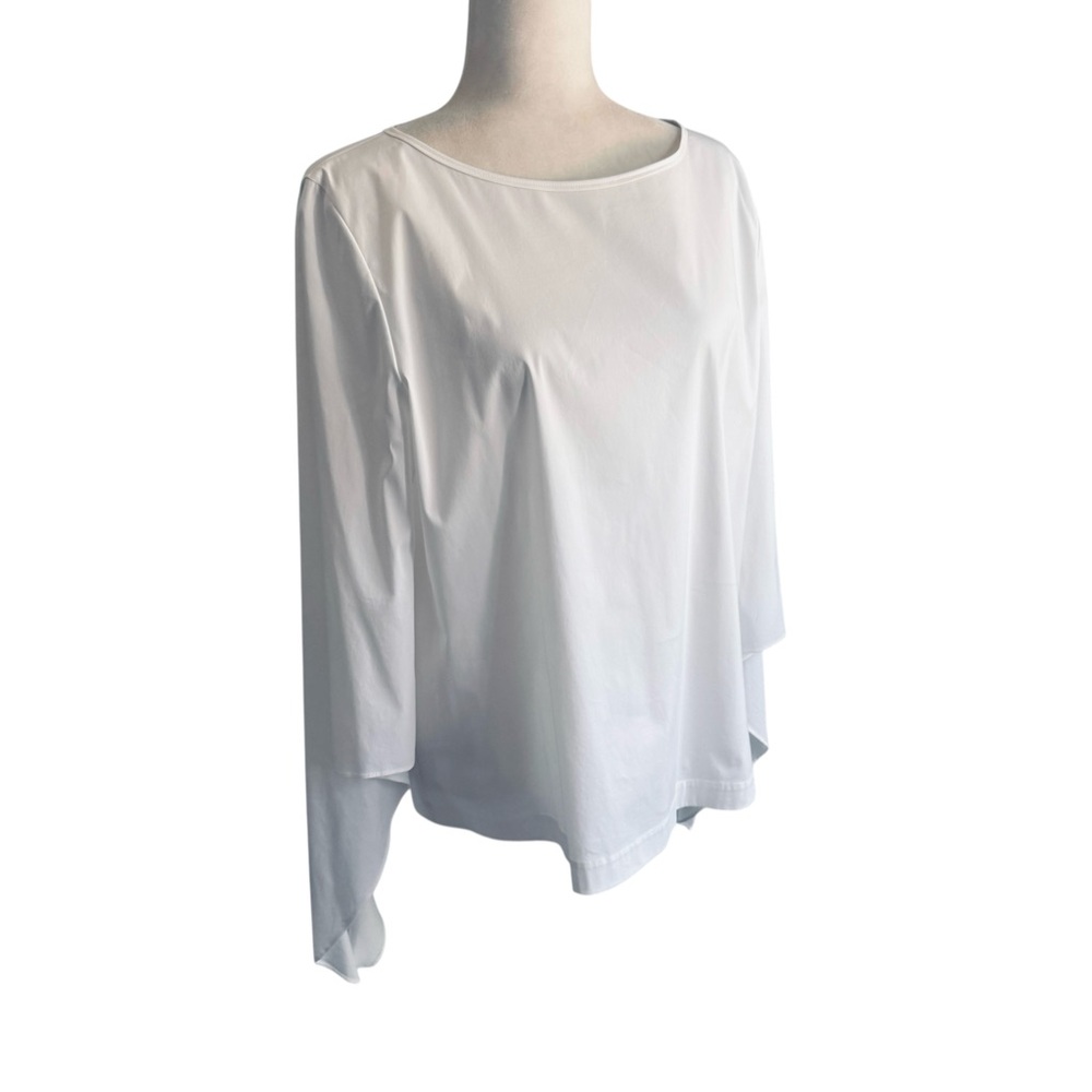 Lafayette 148 New York Elaina Tie-Sleeve Stretch Cotton Blouse - Picture 4 of 10